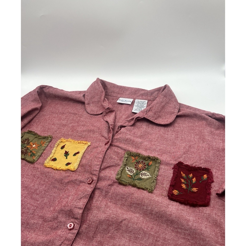 Bobbie Brooks‎ Womens Sz 26W/28W Red Flower Vintage Shirt Top Mature
